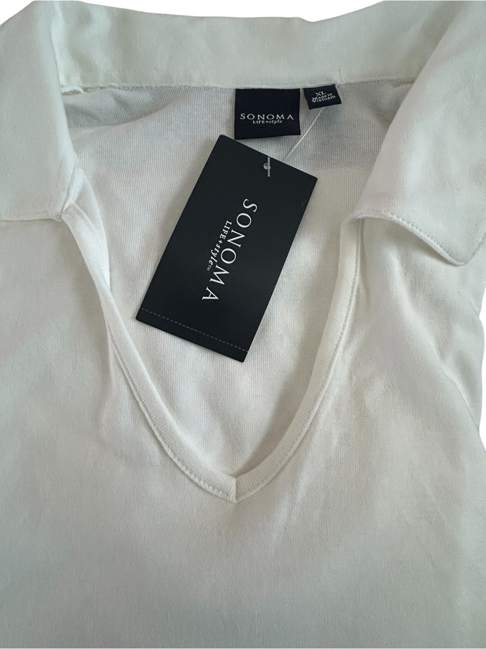 Somona Women's White V-Neck Polo Top Short Sleeves NWT SZ XL